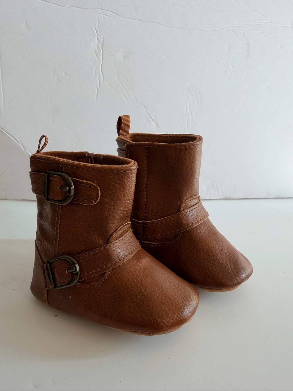 Old Navy Baby Brown Faux Leather Buckle Boots Crib Shoes